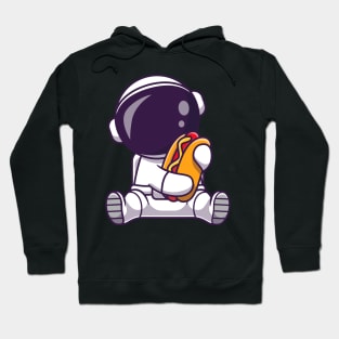 Cute Astronaut With Hot Dog Cartoon Hoodie